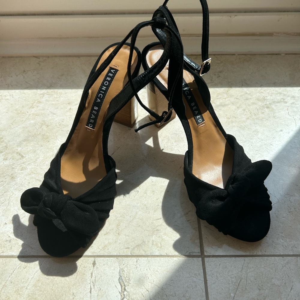 Veronica Beard Black Bow Heels